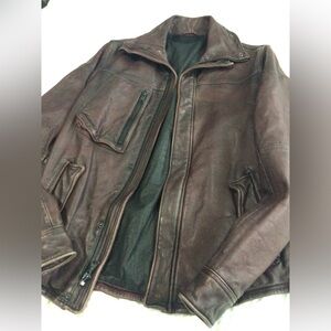 Rogue distressed burgundy leather jacket